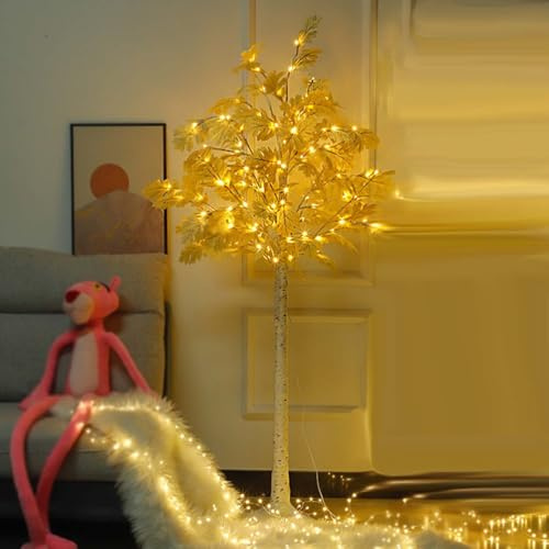 LED Herbst Baum Beleuchtet Lichterbaum 180cm mit Fernbedienung 8 Lichtmodi, Ahornblatt Baum Lichter mit 108 Warmweiß LED Künstlicher Weihnachtsbaum in Ahorn-Optik In- & Outdoor, Elastische Zweige