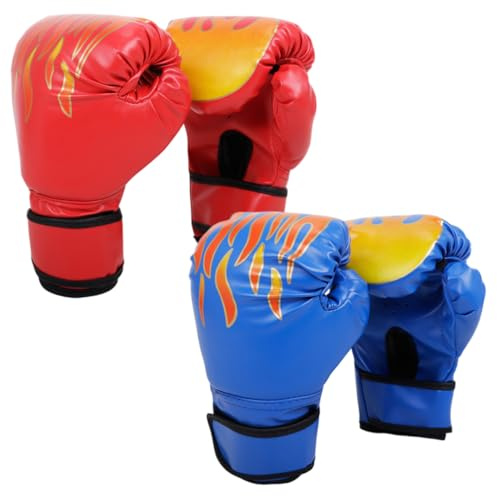 Xoeryoy 2 Pares de Guantes de Boxeo para niños, Resistentes a desgarros, Transpirables, Suaves y cómodos, Guantes de Boxeo de PU, Equipo de Entrenamiento para niños y niñas
