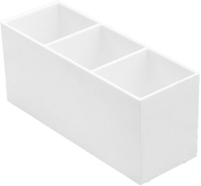 Ipetboom Organizador de Escritorio Caja Práctica 3 Compartimentos para Maquillaje de Acrílico Blanco para Brochas Cosméticas Adecuado para Oficina y Escritorio
