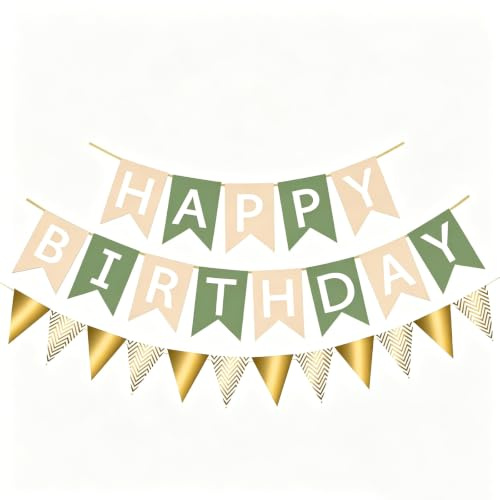 Decorazioni Compleanno Verde Salvia, 16 Palloncini Verdi, Sabbia Bianco, Oro e Coriandoli, Striscione Buon Compleanno e Festoni Compleanno, Decorazioni Happy Birthday per Uomini e Donne