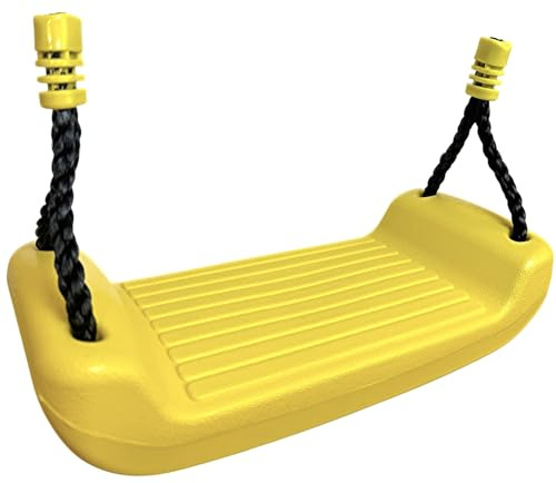 Schaukelsitz Kunststoff Gelb mit Topring & verstellbarem Seil 90–150 cm – Klassische Brettschaukel wetterfest, belastbar bis 70 kg – Kinderschaukel für Schaukelgerüst bis 210 cm, 38 x 15,5 x 9 cm