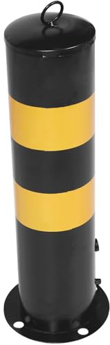HOMOCONO Bolardo de Acero Reforzado de 50 CM en Negro y Amarillo para Barrera de Estacionamiento y Delimitación de Entradas Vehiculares