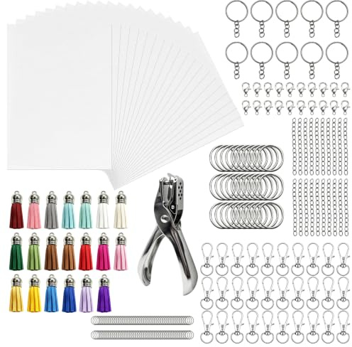 Smiluna 251 Stück Schrumpffolie Set Schlüsselanhänger A5, DIY Bastel Set | schrumpfpapier, plastic schrumpffolien set, Bastelzubehör, für Kinder & Teenager