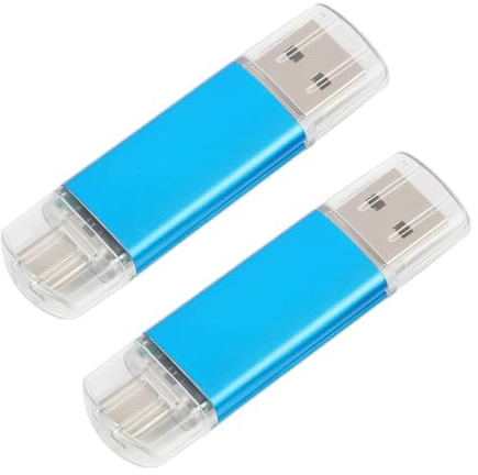Juego de 2 USB C Pendrive 256 MB, unidad flash dual USB 2.0 OTG tipo C y USB A para smartphone, tableta, portátil, PC, coche, plug & play, compacto, azul