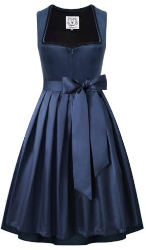 DIRNDLSTERN Damen Blau Trachtenkleid - Dirndlkleid Midi mit Dirndlschürze Trachtenmode Oktoberfest Outfit