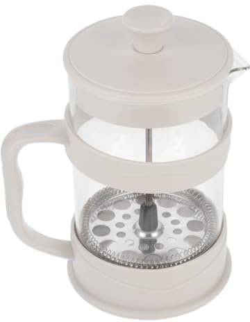 Cafetière à Piston en Verre 800ml, Blanc, Poignée Anti-chaleur | Verre et Plastique, Prise Profilée, Usage Simple et Sûr, Format Compact pour Service Quotidien