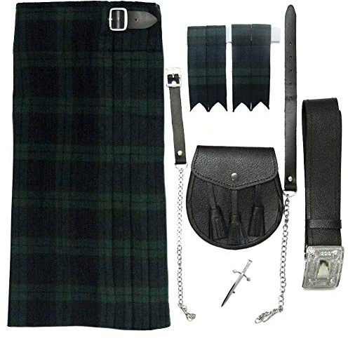Tartanista Conjunto para hombre - Kilt escocés/sporran/alfiler/cinturón/cintas - Black Watch - UK36 (91 cm)