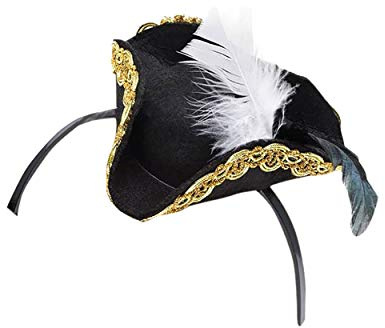 Bristol Novelty BH554 Haarreif, Mini-Piratenhut, 1 Stück, Schwarz, Einheitsgröße, Alter 14 Jahre, Band für Damen