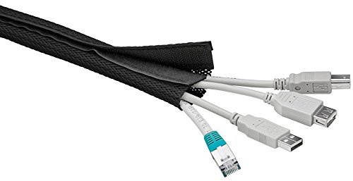 Systafex ® Flexibler Kabelschlauch Kabelführung Kabelkanal mit praktischen Klettverschluss 2m schwarz