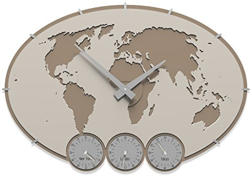 CalleaDesign - Orologio da ufficio Greenwich con fusi orari - lino