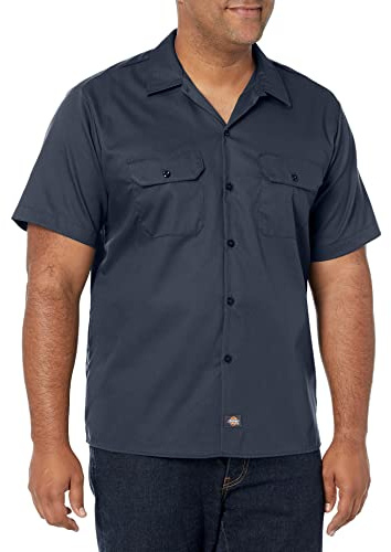 Dickies Herren Arbeitshemd Flex Kurzarm Slim Fit-P Hemd mit Button-Down-Kragen, Charcoal V1, XL
