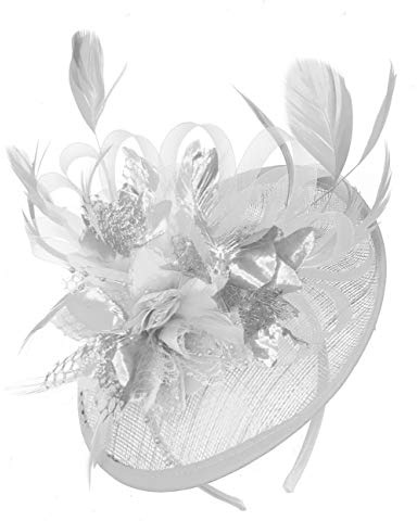 Caprilite vit_ mix färg Sinamay skiva tefat fascinator hatt för kvinnor bröllop pannband