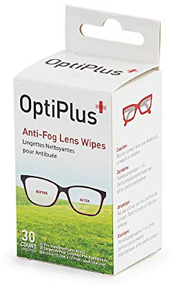 OptiPlus 30-Count Pre-Moistened Anti-Fog Lens Wipes, 6 x 5