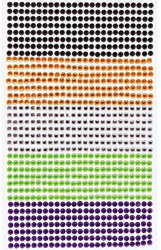 Baker Ross AX172 Halloween Selbstklebende Edelsteine - Packung mit 900 Stück, Juwelen für Halloween-Bastelsets, Scrapbook-Aufkleber und Bastelmaterialien für Kinder