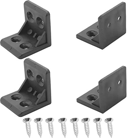 Yinpecly Regalstütze, Eckstrebe, 4 Löcher, rechtwinkliger Bretthalter, L-förmige Halterung, Kunststoff, Möbel, Eckstreben für Zuhause, Schubladen, Fenster, Schrank, Schwarz, 50 Stück