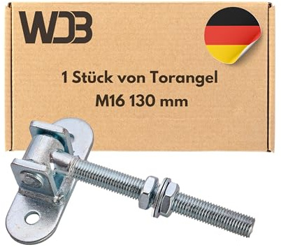 WDB - Torangel Einstellbar Anschraubplatte - Scharniere Gartentor - Scharniere Schwerlast - Toranlage - Torscharniere Hängescharniere - Einstellbares Torscharnier M16 130 mm