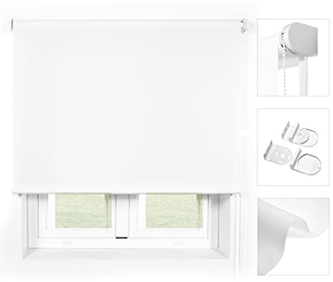 Blindecor Ara Premium | Hochwertiges durchscheinendes glattes Rollo - Weiß, 90 x 240 cm (BxH) | Stoffgröße 87 x 235 cm . Rollos premium für fenster