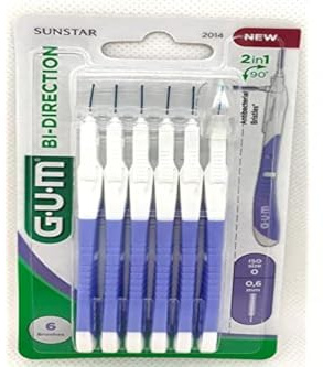 GUM BI-Direction ISO 0 Interdentalbürste für die Hinterzahnreinigung, Ø 0,6 mm, 6 Stück