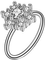 Homxi 1 Pcs Zungenpiercing Set,20 Gauge Nasenring 0.8mm Nasenpiercing Chirurgenstahl Blume 8mm Zirkonia Lippenpiercing Set Silber