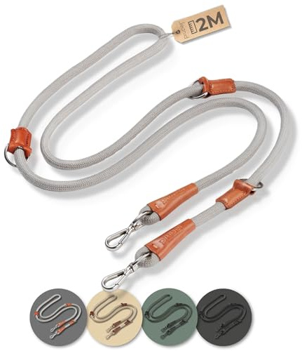 PiuPet® Guinzaglio per cani I 2m I 3 posizioni I doppio I taglia grande e piccola