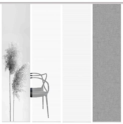 Vision S 80922 Schiebegardine IRLOS, Digitaldurck, Seidenoptik, 260x60 cm, Farbe:grau, Größe:260 x 60 cm, Anzahl:4X