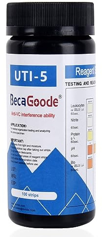 BecaGoode Rapid Urine Test Strips 5 Parameters, UTI Test Strips/Urinary Tract Infection Test Strips- 100 Count