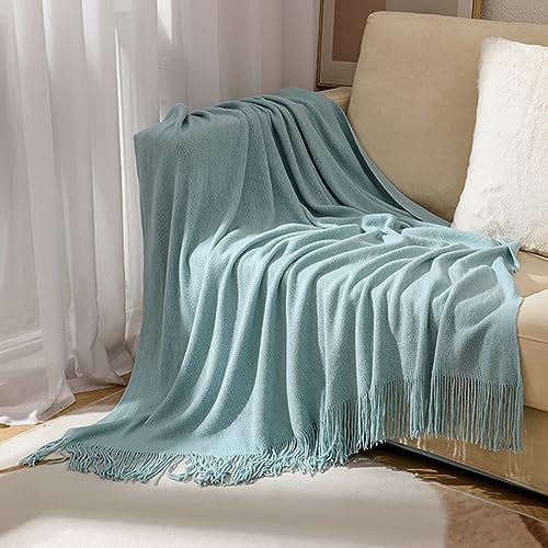 Tagesdecke Wohndecke Weiche Strickdecke Gestrickte Decke Wendedecke Kuscheldeck für Couch, Sofa, Stuhl, Bett, Heimdekoration Beige 130 x 240cm