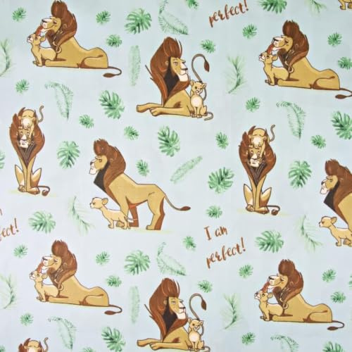 Textrend Meterware Kinder Baumwollstoff - Nähstoff - Kinderstoffe - Tiere - 100% Baumwolle - Textilien 1x1.6m (König der Löwen auf grauem Hintergrund)