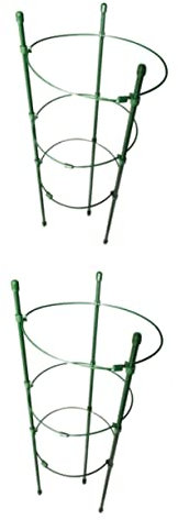 EliteKoopers 2Pcs Conical Shaped Plant Support Cages with 3 Adjustable Rings Vine Trellis Support Holder for Home Garden Balcony etc. (Green)