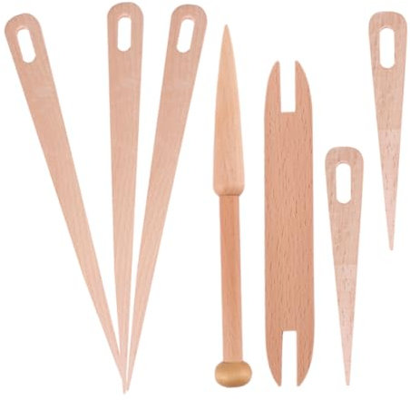 KONTONTY Holzstrickgabel Mit Großem Öhr Holzstricken Für Gobelinherstellung Gestricktes Häkeln Holzspule Webstuhlwerkzeuge Diy Handwerk Strickset Für Anfänger Webstuhlwerkzeuge Für Hobbystr