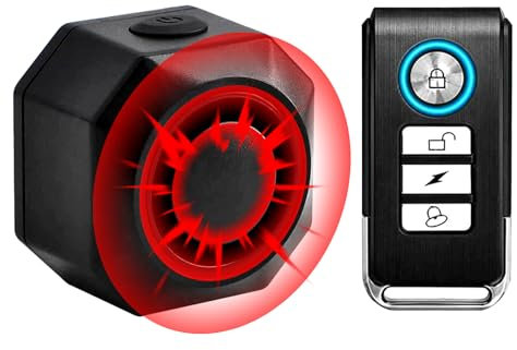 Fahrrad Alarmanlage, 110dB Lauter Diebstahlsicherung,USB Wiederaufladbarer Alarm,mit Fernbedienung, Drahtloser Vibrations Bewegungssensor, IP65 Wasserdicht, für Fahrrad, Motorrad, Auto,Roller