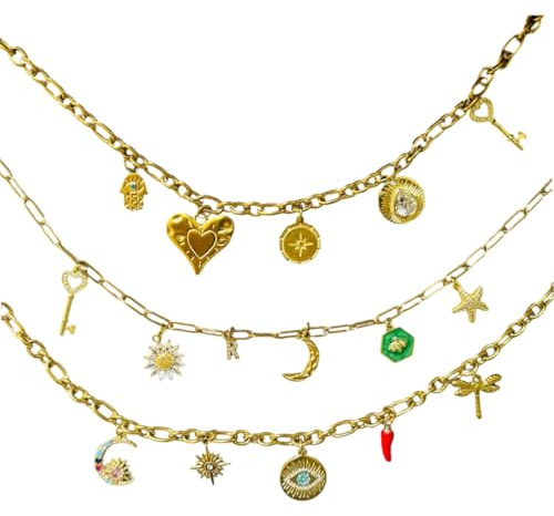 collier chaîne épaisse- chaîne maille rectangle - chaîne gros maillons - avec breloque au choix - pendentif -charms au choix - collier personnalisé - doré or - collier pour l'été