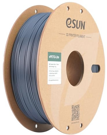 eSUN PETG Filament 1.75mm, hohe Zähigkeit PETG Filament, 1KG Spule (2.2 LBS) 3D-Druck Filament für 3D-Drucker, Einfarbig Grau