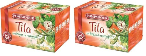 Pompadour Infusión Tila con Hojas de Naranja - 20 Bolsitas (Paquete de 2)