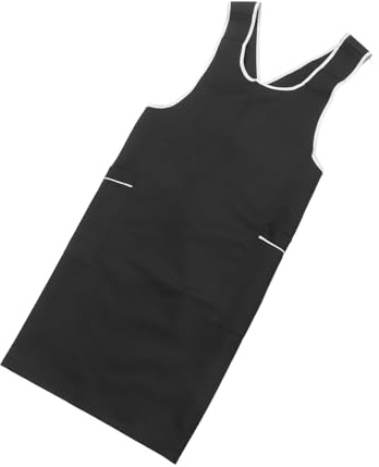 Friseurschürze mit Kreuzträgern Schwarz aus Polyester | Leicht, Atmungsaktiv und Schnell Trocknend, für Haarstudio und Zuhause, Pflegeleicht
