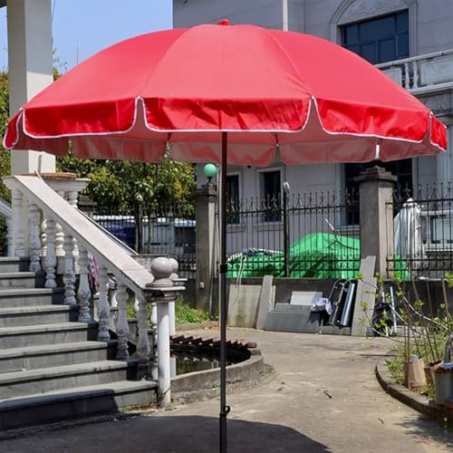 Grandi ombrelloni Pieghevoli for Esterni, ombrelloni Portatili da Spiaggia Impermeabili, ombrelloni Rotondi da Mercato for Patio, ombrellone Regolabile in Altezza, for Cortili, Piscina(Red,240cm)