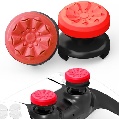 TEUVO Thumbsticks Capuchons Joystick pour PS5 - Joystick Thumb Grip pour PS4 PS5 Grips Manette Silicone Caps Accessoires Manette Controller à Aide avec Viser Réduire Pouce Fatigue Rouge Rubis 2 pièces