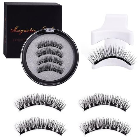 Magnetic-Eyelashes with Applicator, 2 Pair Reusable Natural Look Magnetic-Lashes,Easy to Wear and Remove,Waterproof Soft Eyelashes False Eye Lash flylash, No Glue Needed and Instructions (Style-A)