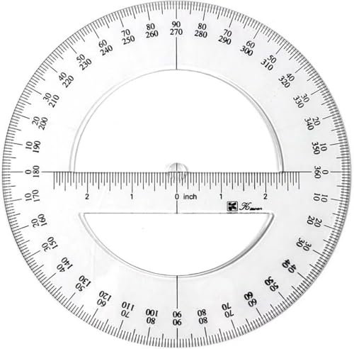Goniometro bianco a 360 gradi, righello rotondo, strumenti di disegno angolare, goniometro circolare per scuola, istruzione, ufficio, aula da 15 cm, goniometri, forniture per scrittura e correzione
