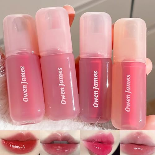 Baorder 4Pcs feuchtigkeitsspendende Lipgloss Set, Antihaft-Schale, glänzendes Finish, hochpigmentierte koreanische Lip Glaze, aufpolsternder Lipgloss, feuchtigkeitsspendende Wasser-Spiegel flüssiger