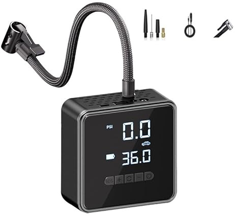 WITFAMILY Elektrische Luftpumpe 150PSI, Mini Luftkompressor mit Akku & Digitalem Manometer, Auto-Stopp Funktion für Auto, Motorrad, Fahrrad (E-Bike, Rennrad, MTB), Ball, Luftmatratze