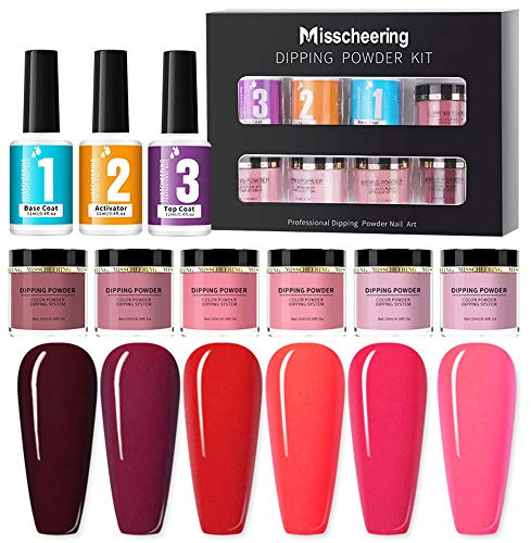 Kit de poudre à ongles Dipping paillettes pour art des extension d français avec base Top Coat Activator No Lampe LED nécessaire Facile utiliser départ DIY domicile