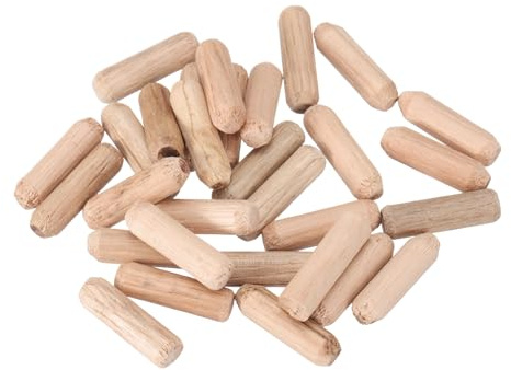 QUARKZMAN Clavijas De Madera 30 Piezas 6x20mm (0.23x0.78) Extremos Biselados Y Estriados Para Carpintería Estantes Y Muebles