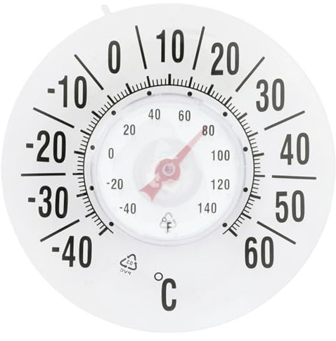 Termometro per finestra Termometro per finestra rotondo trasparente per la temperatura esterna Strumento di misurazione della temperatura impermeabile autoadesivo senza batteria