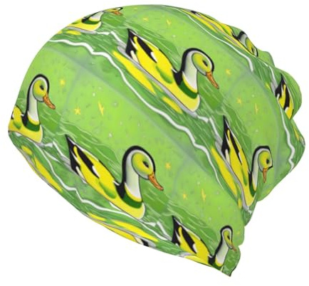 Green Duck Small Multifunctional Lightweight Beanies Hats Snug Fitting, Running Skull Cap Helmet Liner Sleep Caps