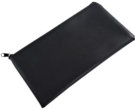 Petite Pochette Maquillage Trousse Noir Plate Porte Billet de Banque Sac a Main Femme Rangement Cosmétiques Voyage Bureau École Trousse Cuir PU 28x15.5cm 50g