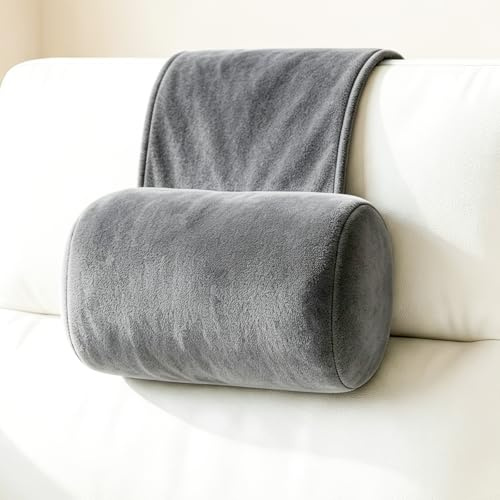 aquota Memory Foam Headrest Pillow for Recliner and Armchair, Non-Slip Ergonomic Neck Support Cushion with Side Pocket, Soft Chair Head Pillow for Sofa, Office Chair, Car and Travel, Grey