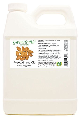 Sweet Almond Oil 32 fl oz – Pure Cold Pressed Carrier Oil in a White Jug – Non-GMO, Ideal for DIY, Massage, Hair, Skin, and Essential Oil Dilution