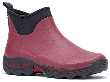 Rouchette Damen Gummistiefel Kurze Rutschfeste Regenstiefel Gartenschuhe Wasserdichte Kurz Stiefel