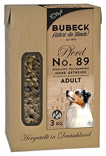 Trockenfutter getreidefrei | mit Pferdefleisch von Bubeck | Vollnahrung zuckerfrei 3Kg